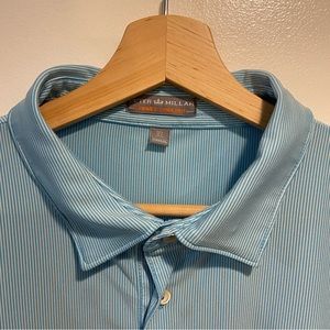 Peter Millar Summer Comfort Blue Stripe Golf Polo Mens XL *NOTE